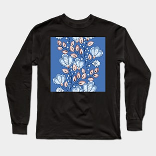 Colored Striped Pattern with Vintage Floral Motifs Long Sleeve T-Shirt